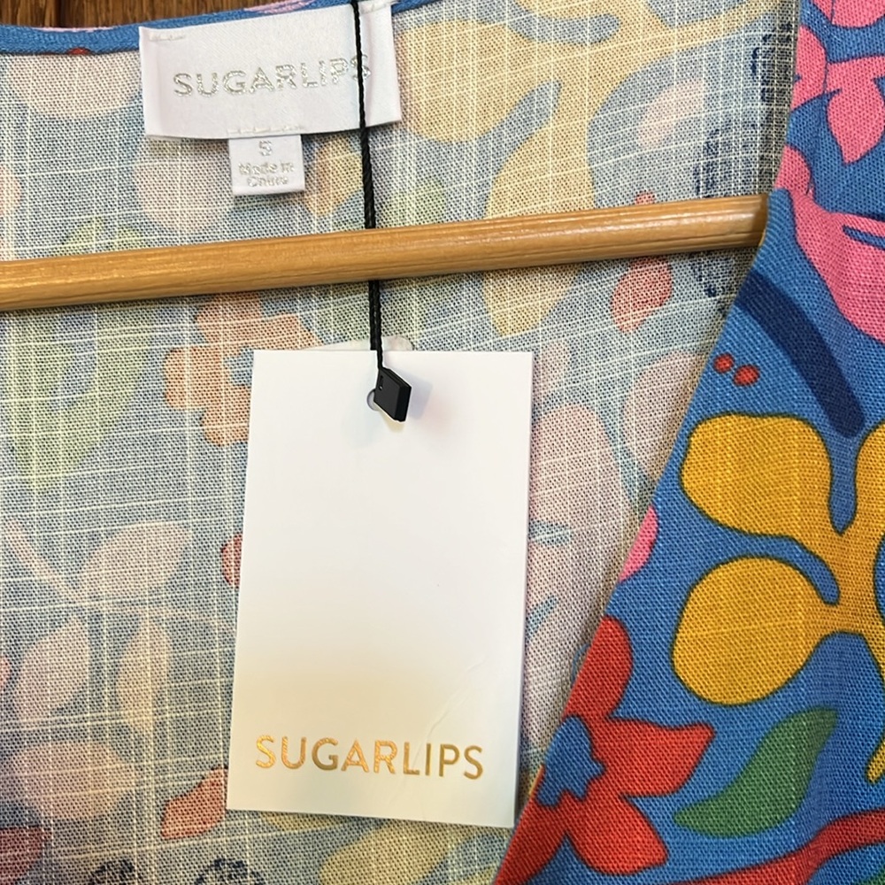 Sugarlips Floral Short Sleeve Wrap Maxi Dress - Blue Multicolor Size Small NWT - Picture 9 of 15